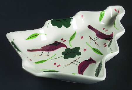 Holiday Cardinal 1 Part Medium Tree Shaped Dish