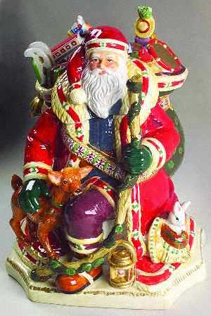 Woodland Holly Santa Figural Cookie Jar & Lid
