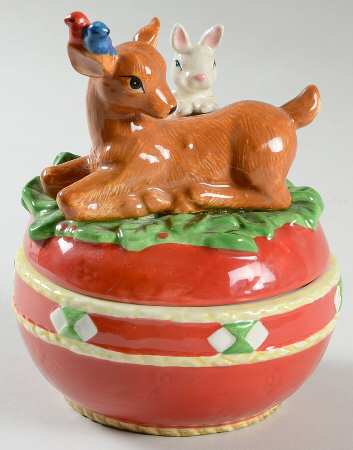 Woodland Holly Santa Figural Box & Lid