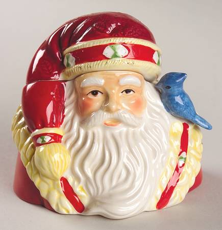 Woodland Holly Santa Figural Sugar Bowl & Lid