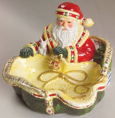 Woodland Holly Santa Hostess Bowl