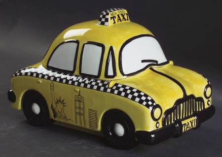 New York Taxi Figural Cookie Jar & Lid
