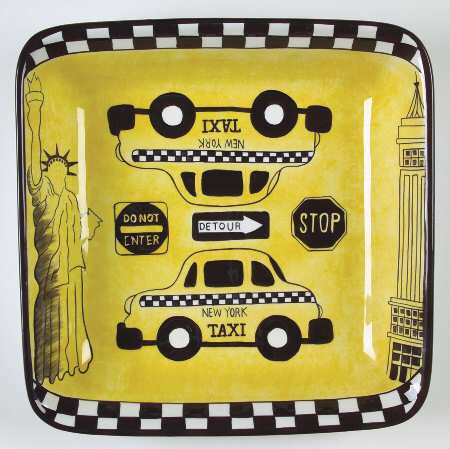 New York Taxi 12" Square Bowl