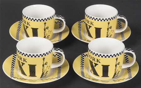 New York Taxi Espresso Cup & Saucer - Set of 4