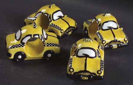 New York Taxi Napkin Ring - Set of 4