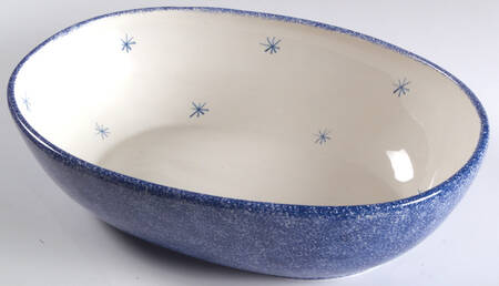 Frosty Snowman 14" Large Oval Salad Serving Bowl
