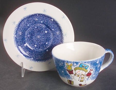 Frosty Snowman Breakfast Cup & Saucer Set