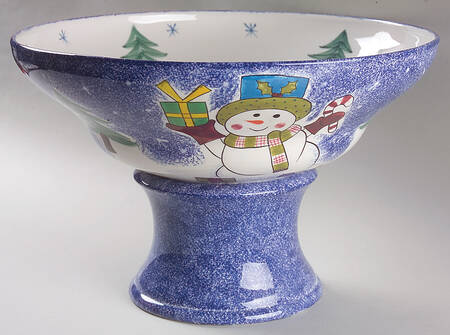 Frosty Snowman Footed Bowl