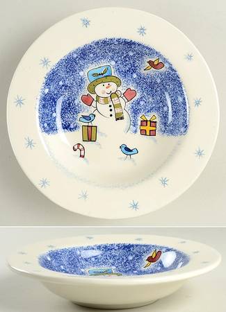 Frosty Snowman Rim Fruit/Dessert (Sauce) Bowl