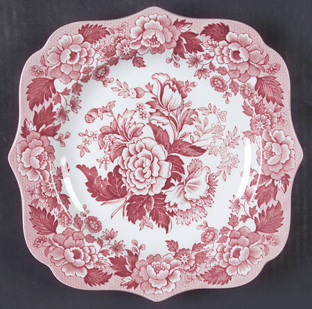 Garden Collection Cranberry and White Buffet/Dessert Plate