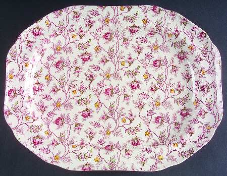 Rosebud Chintz (S3715, Cream) 14" Oval Serving Platter