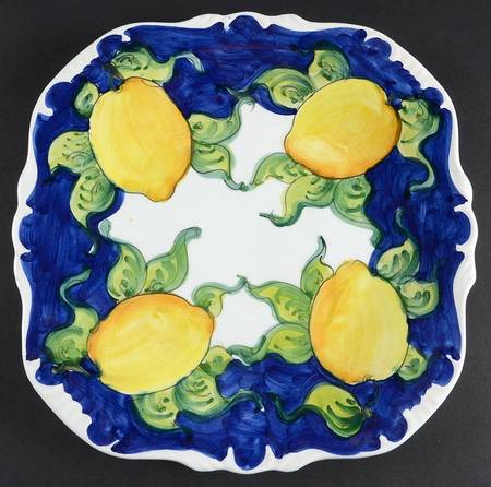 Blue Lemon Square Dinner Plate