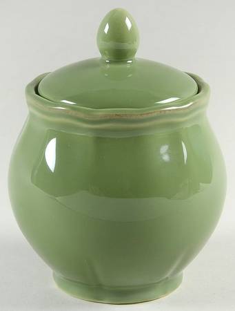 Corricoware Green Sugar Bowl & Lid