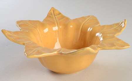 Leaves Mustard 10" Round Vegetable Bowl