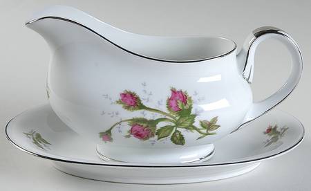 Silvia (Platinum Trim) Gravy Boat & Underplate/Relish