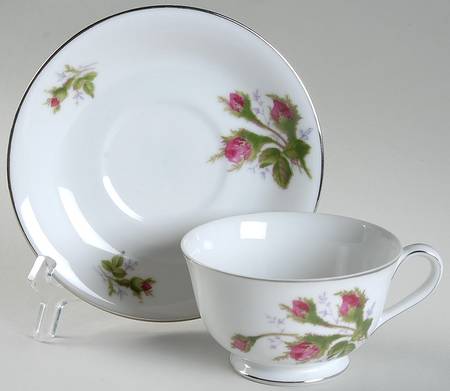 Silvia (Platinum Trim) Footed Cup & Saucer Set