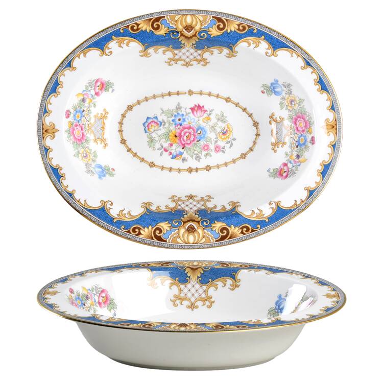 Sheraton Blue (Smooth) 9" Oval Vegetable Bowl