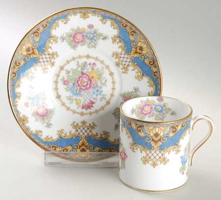 Sheraton Blue (Smooth) Flat Demitasse Cup & Saucer Set
