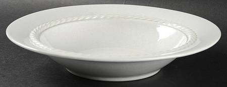 Braid White Large Rim Soup Bowl