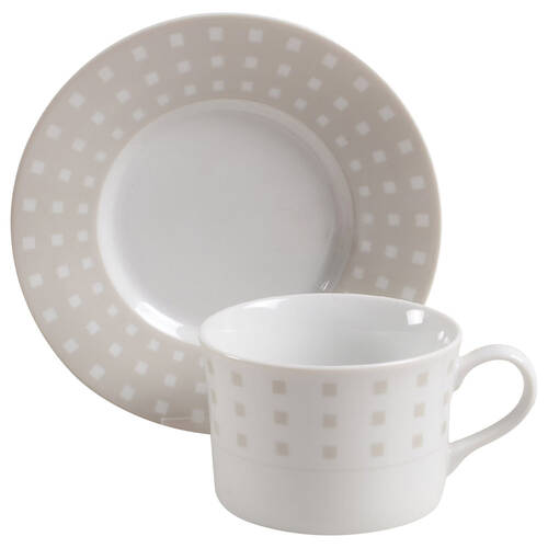 Avenue Taupe Flat Cup & Saucer Set