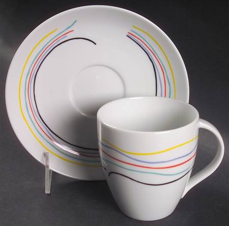 Color Threads Flat Cup & Saucer Set