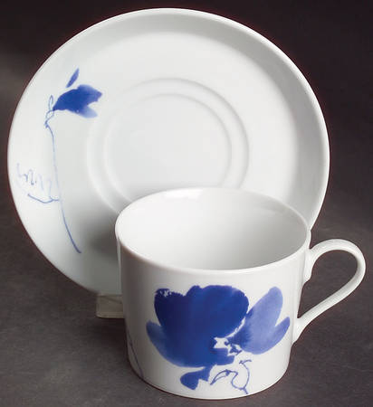 Ming Blue Flat Cup & Saucer Set