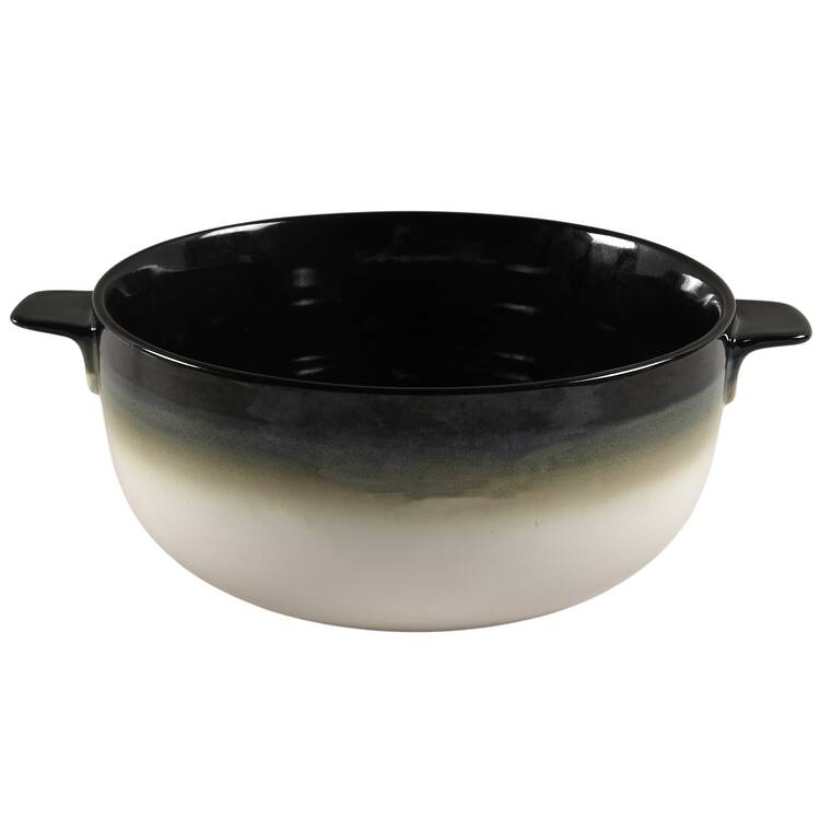 Nova Black (Newer, Grayish White Center) 2.5 Qt Round Casserole No Lid