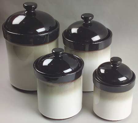 Nova Black (Newer, Grayish White Center) (4 Piece) Canister Set (Box Set)