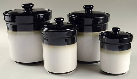 Nova Black (Newer, Grayish White Center) (4 Piece) Canister Set (Box Set)