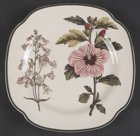 Burgess Botanical (Williamsburg, Green Trim) Square Salad Plate