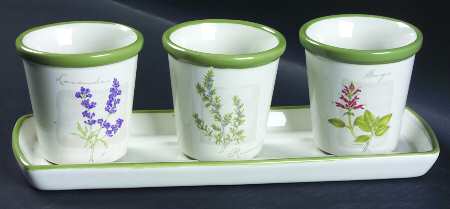 Herb Garden Planter Set (3 Planters and Tray)