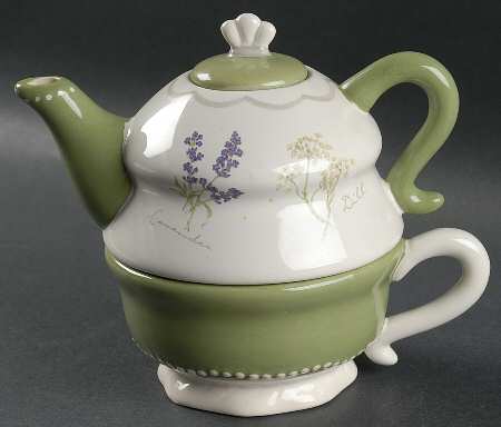 Herb Garden Individual Teapot & Lid with Cup