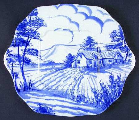 Blue Room Delftware Square Handled Cake Plate