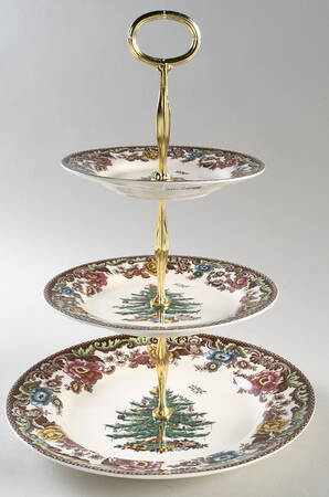 Christmas Tree Grove 13 7/8"-14 1/4" 3-Tiered Serving Tray(DP,SP,BB) HC