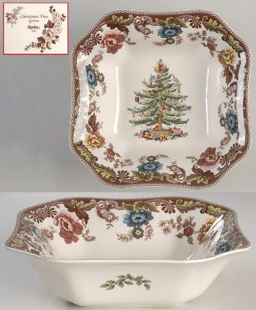 Christmas Tree Grove 9" Square Salad Serving Bowl