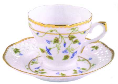 Morning Glory Flat Cup & Saucer Set