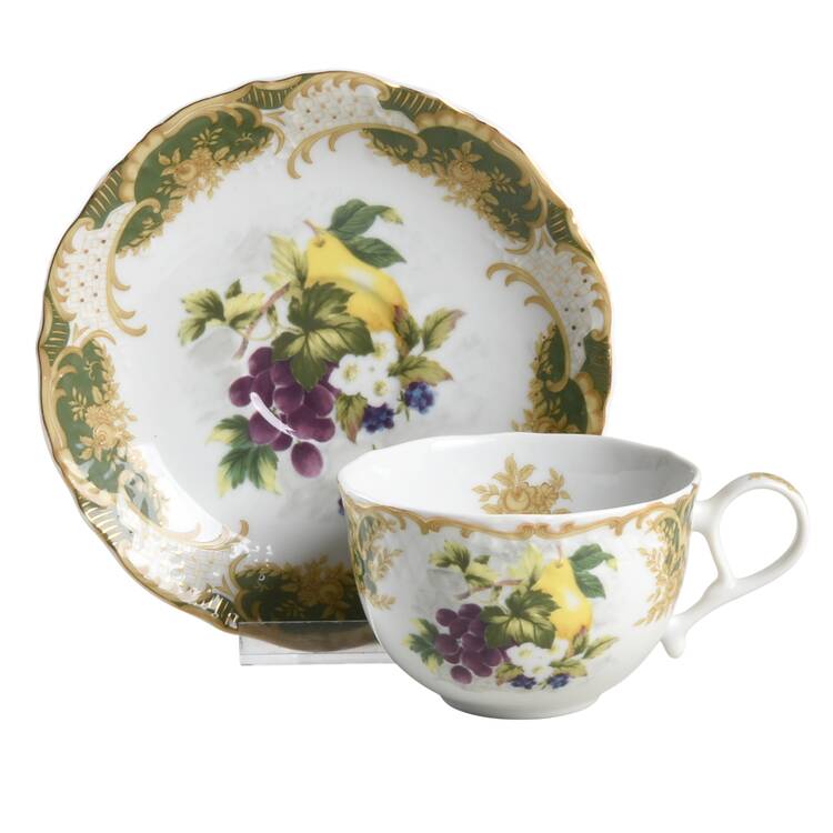 Antique Fruit Flat Cup & Saucer Set