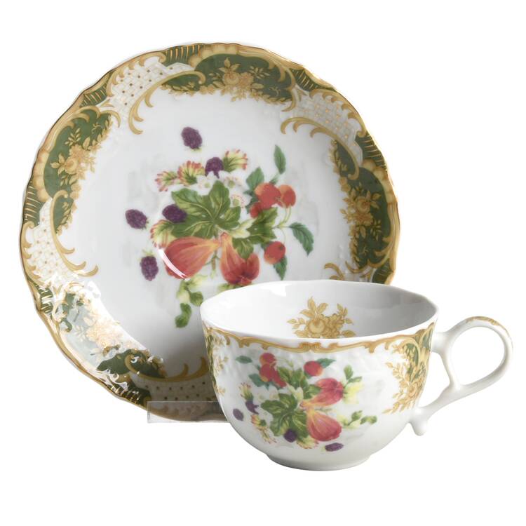 Antique Fruit Flat Cup & Saucer Set