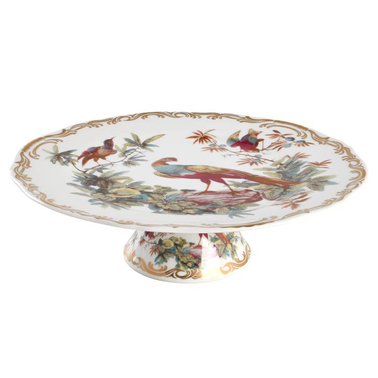 Exotic Birds 10" Diameter Pedestal Cake Stand