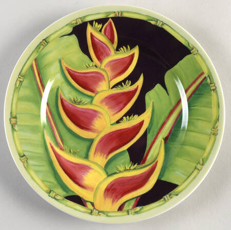 Tropical Jungle Heliconia Salad/Dessert Plate