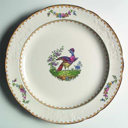 Vienna (Bird Center, Yellow, Scallop) 13" Chop Plate (Round Platter)