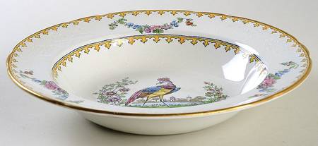 Vienna (Bird Center, Yellow, Scallop) Large Rim Soup Bowl
