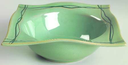 Mystic Cove Green Rim Soup Bowl