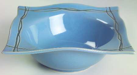 Mystic Cove Blue Rim Soup Bowl