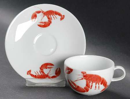Lobster Red Flat Demitasse Cup & Saucer Set