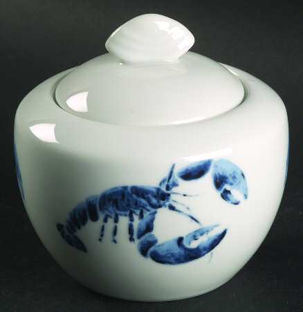 Lobster Blue Sugar Bowl & Lid