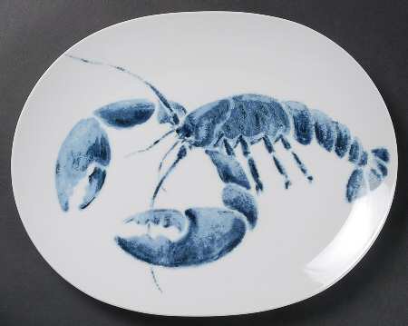Lobster Blue 12" Oval Serving Platter