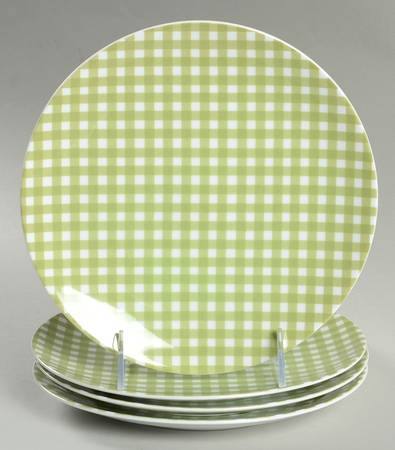 Gingham Green Salad/Dessert Plate - Set of 4