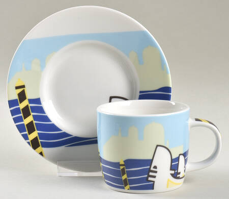 Around the World Flat Demitasse Cup & Saucer Set