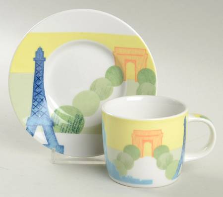 Around the World Flat Demitasse Cup & Saucer Set